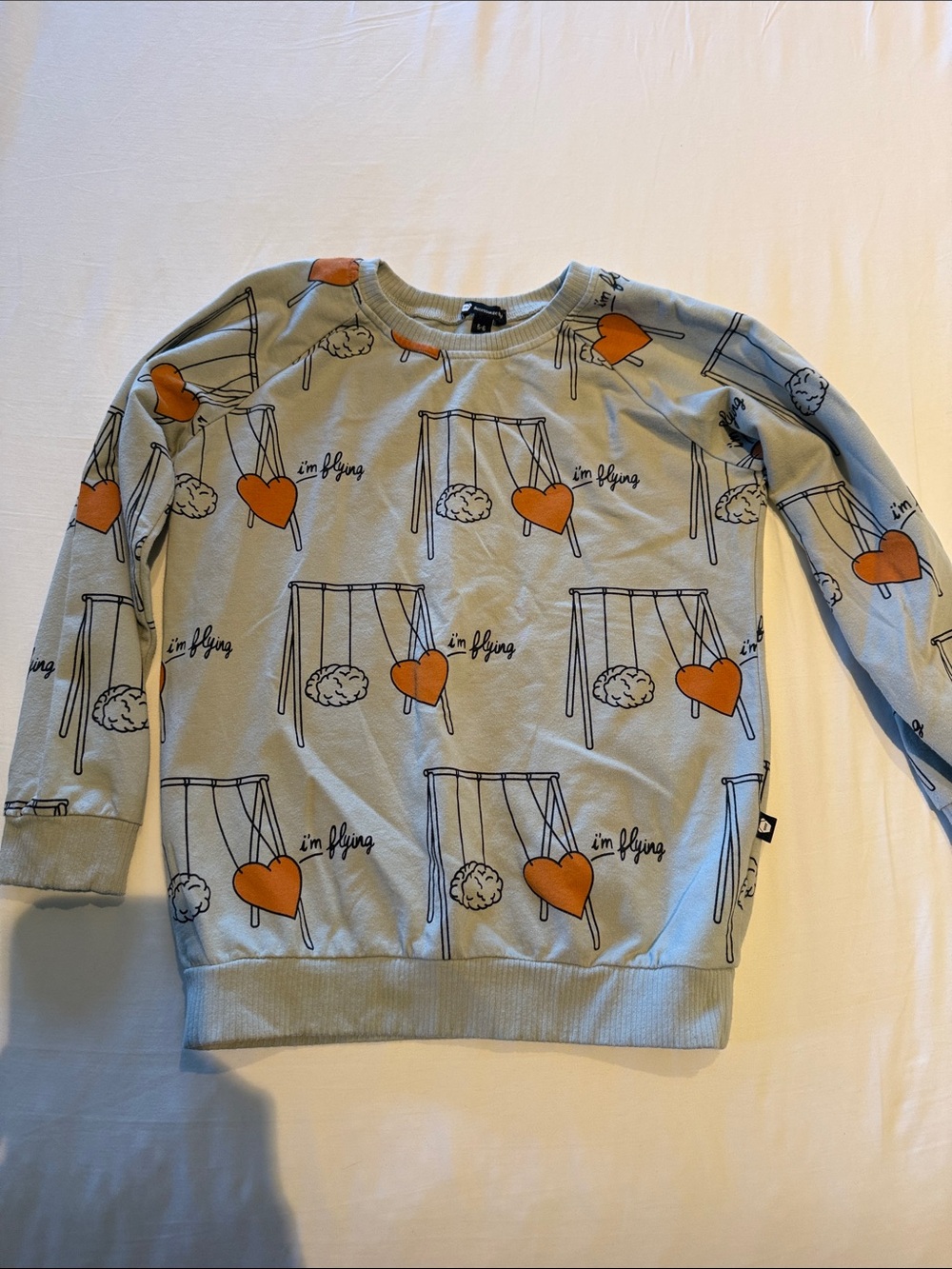 Accessorize Light Blue Kids Sweatshirt with Orange Heart Swing Print